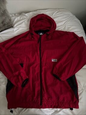 Sierra Designs Men's Red Hooded Windbreaker